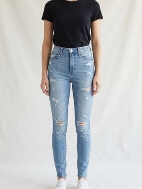 Garage Light Blue High Waisted Skinny Jeans 03